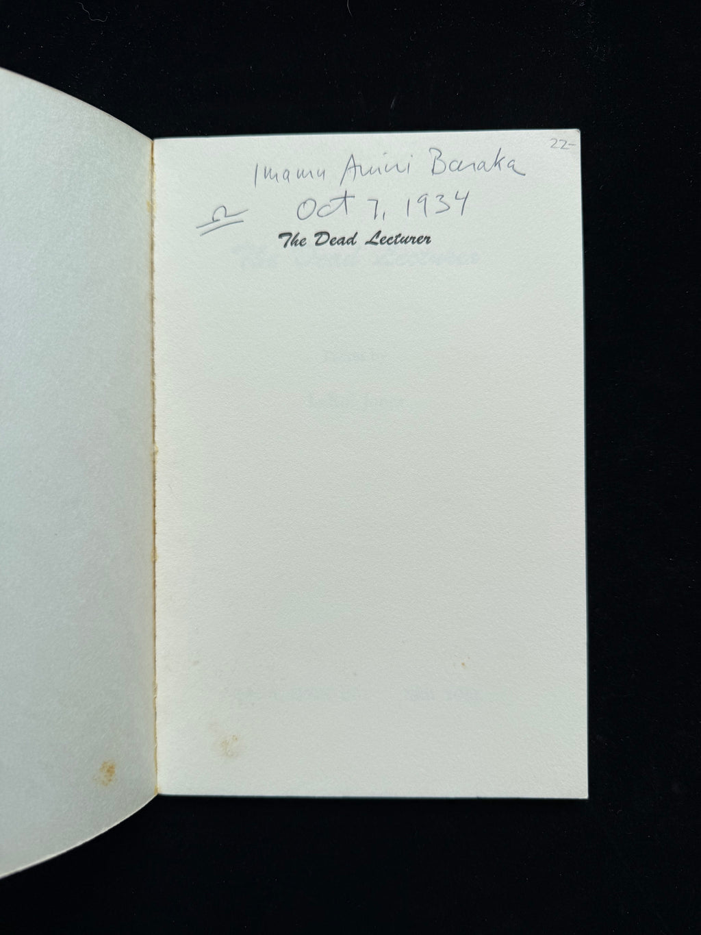 The Dead Lecturer: Poems
