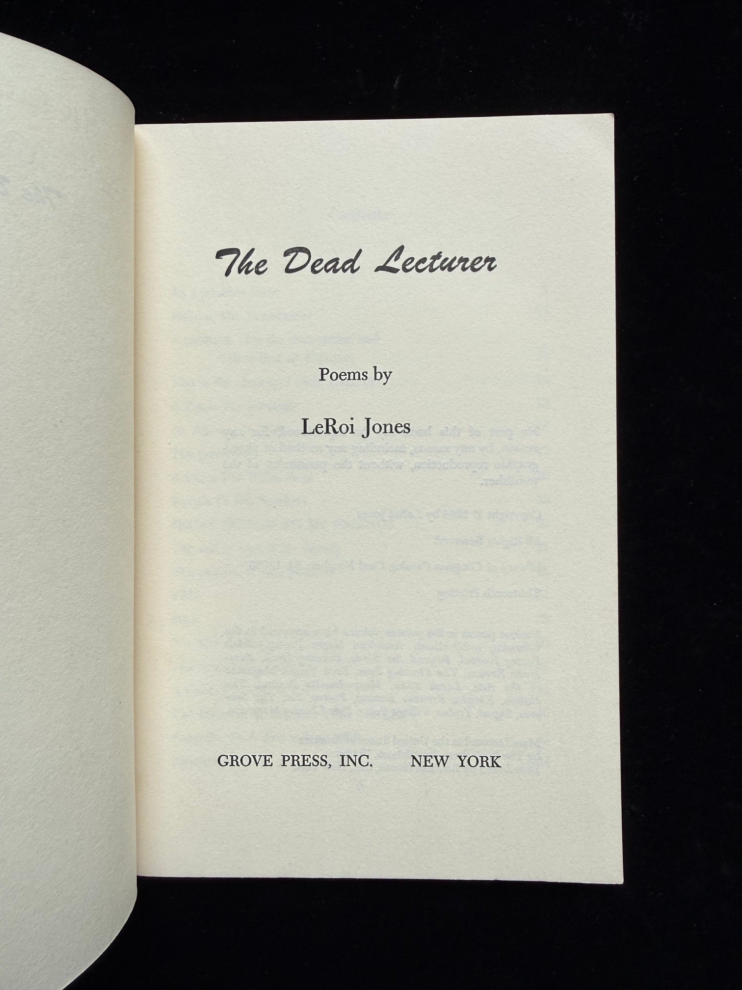 The Dead Lecturer: Poems