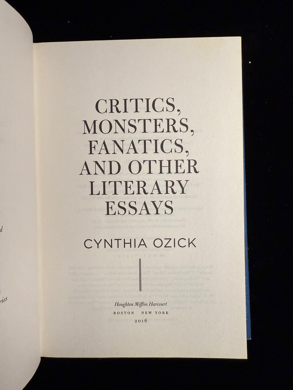 Critics, Monsters, Fanatics and Other Literary Essays