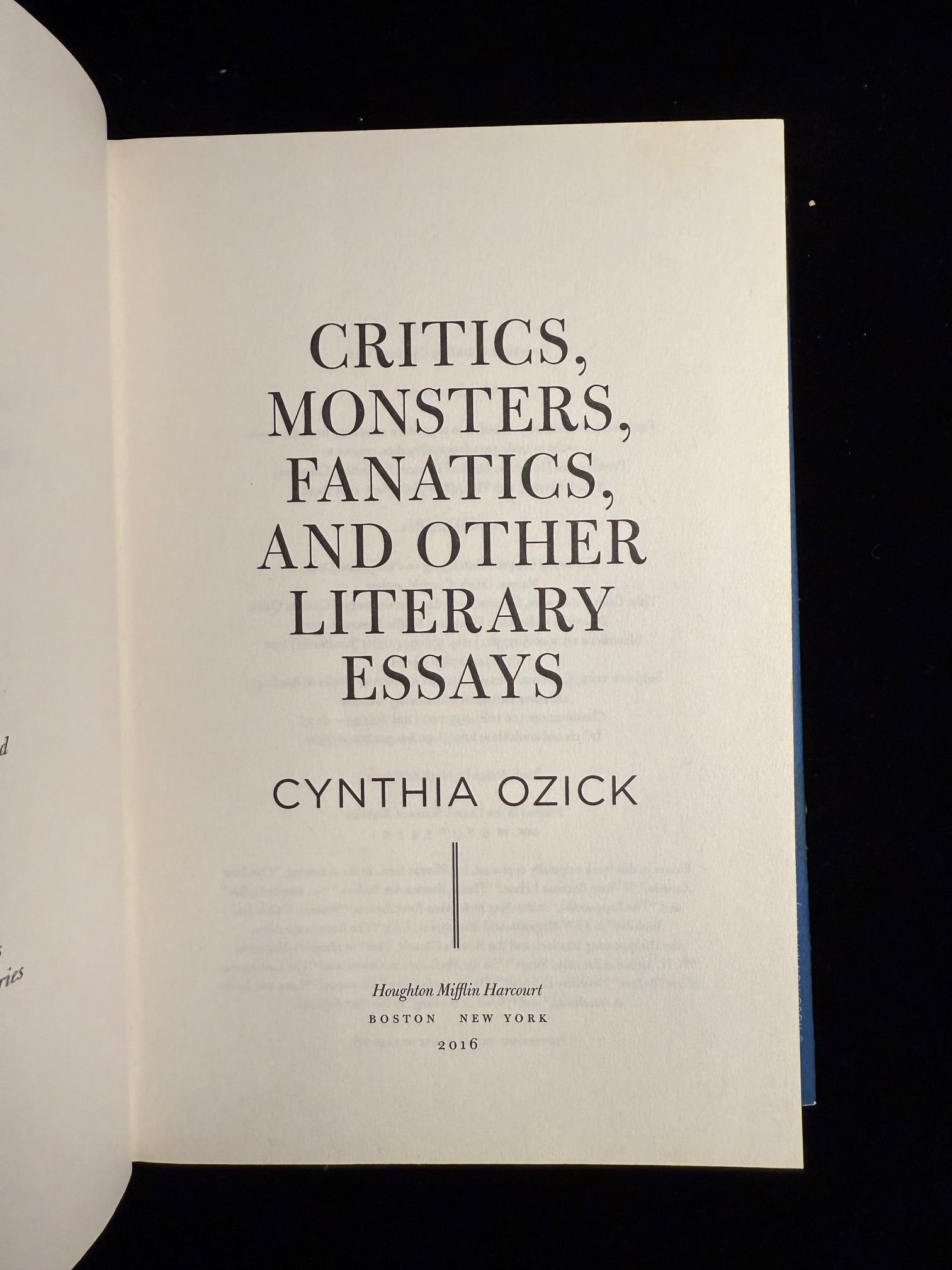 Critics, Monsters, Fanatics and Other Literary Essays