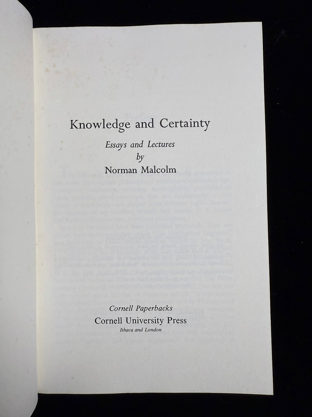 Knowledge and Certainty: Essays and Lectures