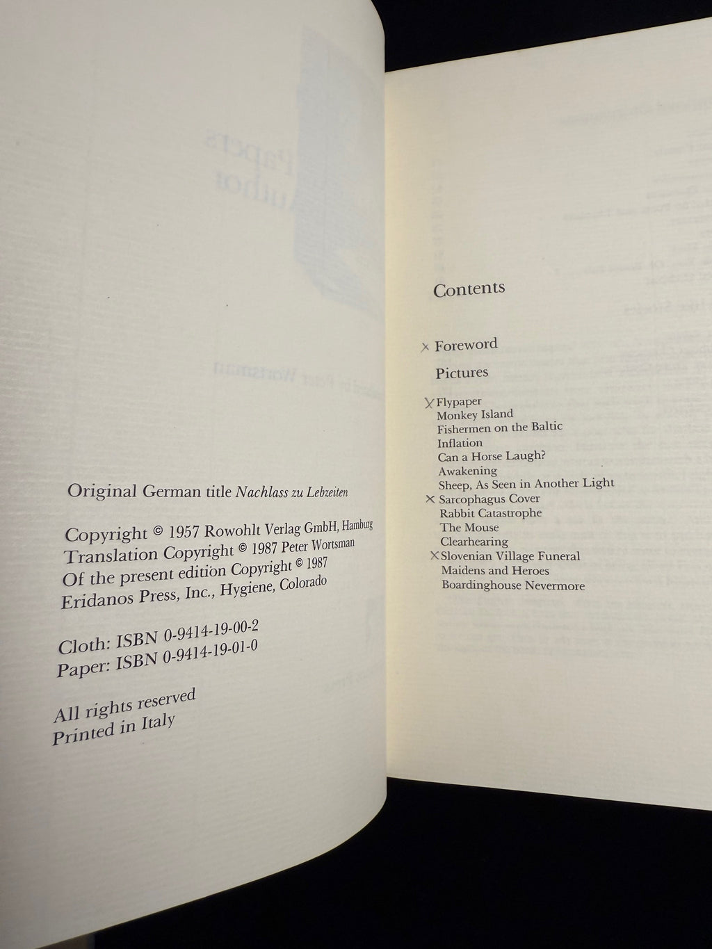 Posthumous Papers of a Living Author