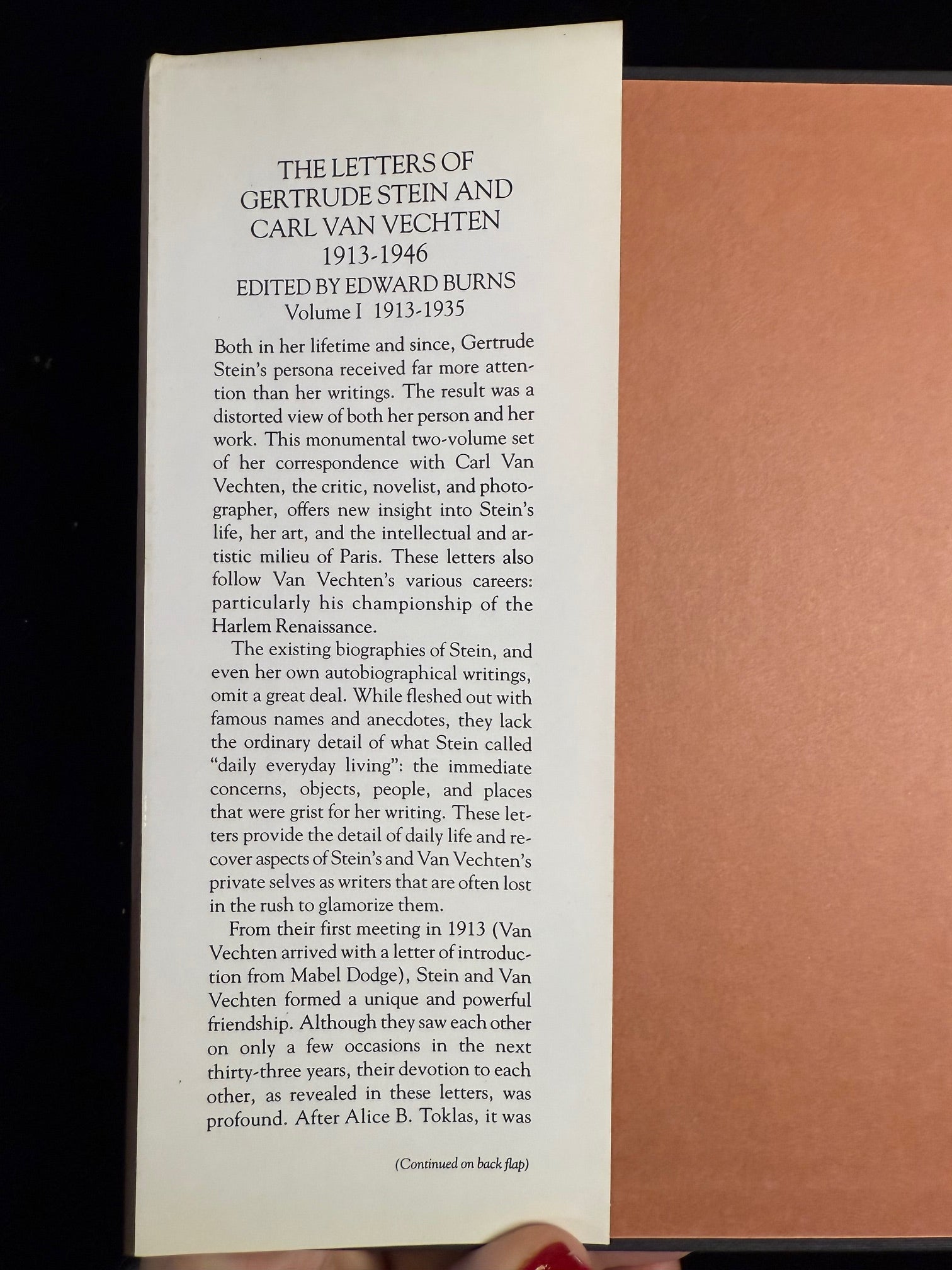 The Letters of Gertrude Stein and Carl Van Vechten Volume I and II
