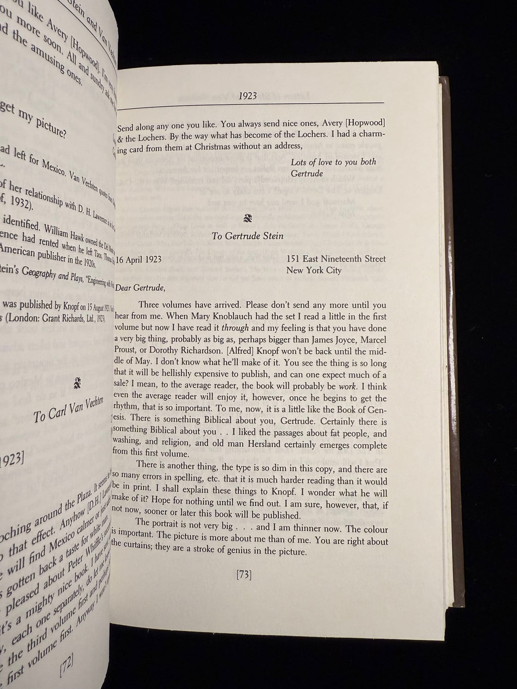 The Letters of Gertrude Stein and Carl Van Vechten Volume I and II