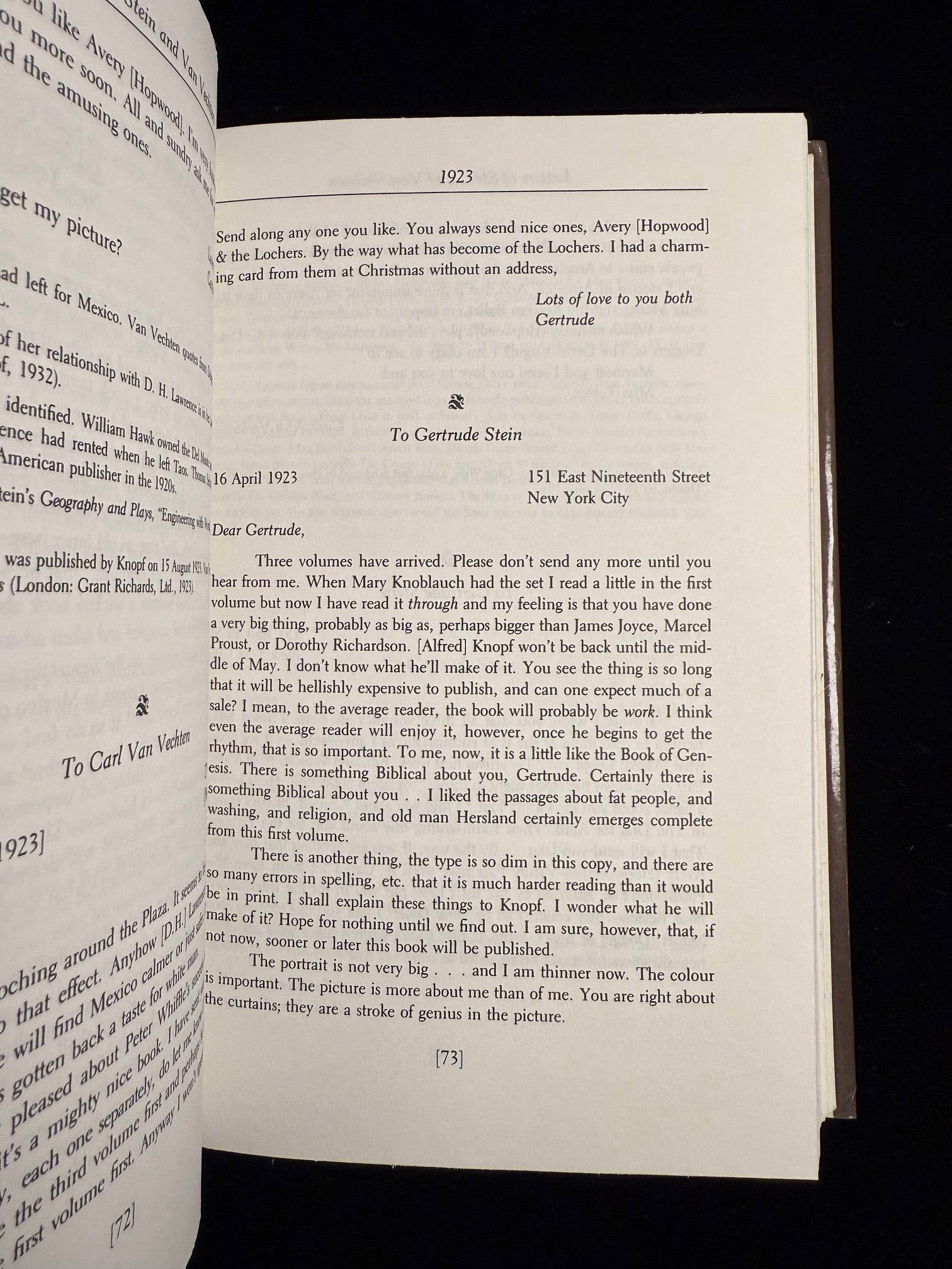 The Letters of Gertrude Stein and Carl Van Vechten Volume I and II